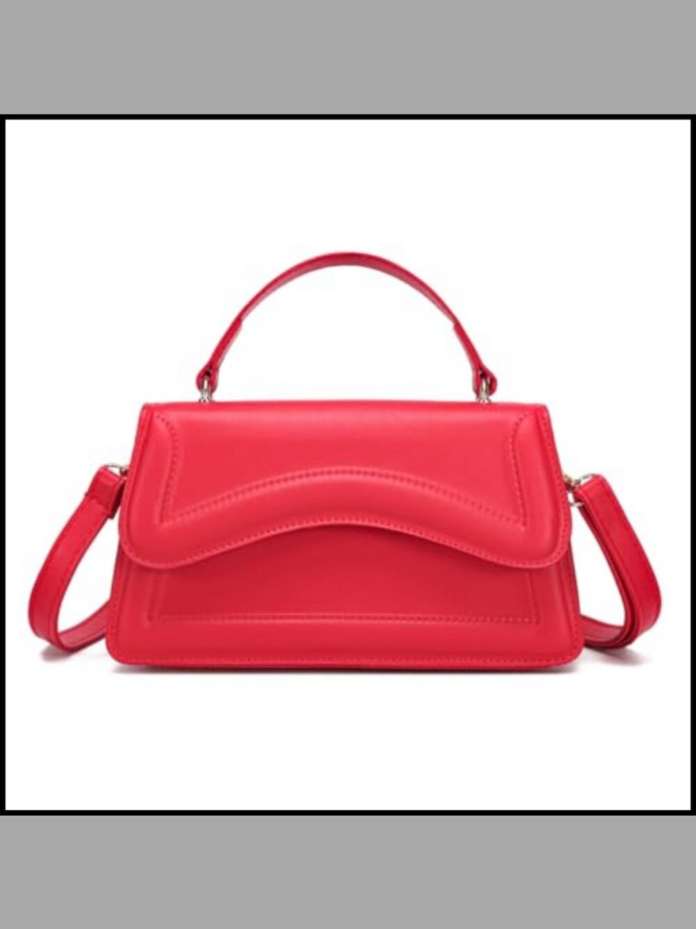 Small Trapezoid Top Handle Satchel Crossbody Bag Magnetic Closure